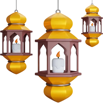 a set of three hanging lanterns with candles