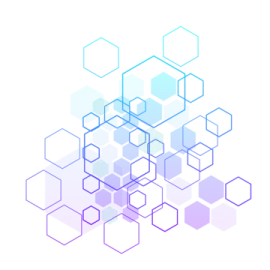 a white background with blue and green hexagons