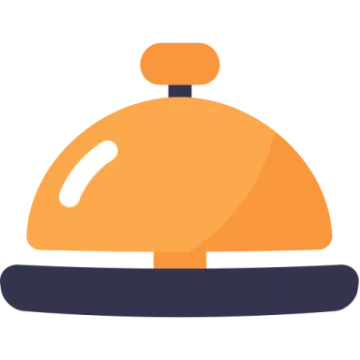 an orange bell with a bell on top