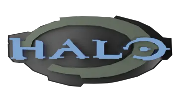 a black and blue logo with the word halo