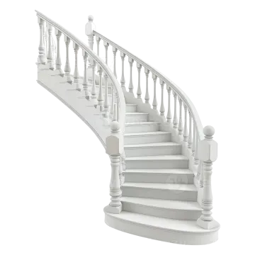 a 3d model of a white staircase