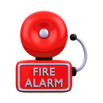 a red alarm with the word fire alarm on it