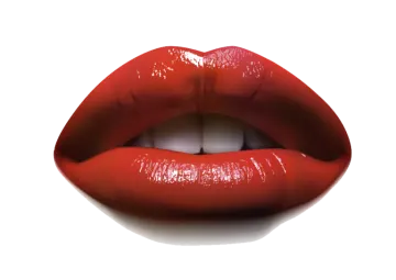 a woman's mouth with red lipstick on it