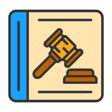 a judge's book with a hammer on top