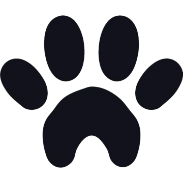 a black paw on a white background