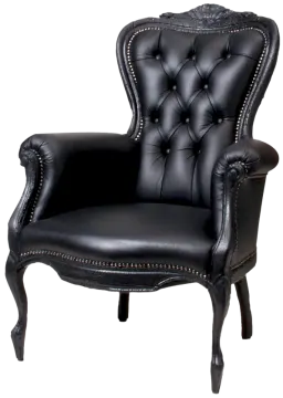 a black leather chair on a white background