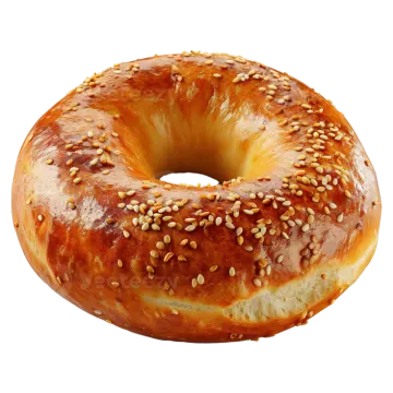 a close up of a bagel on a white background