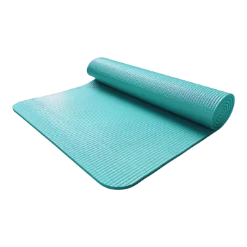 a blue yoga mat on a white background