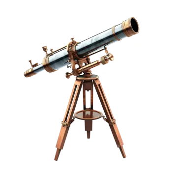 an old telescope on a wooden stand