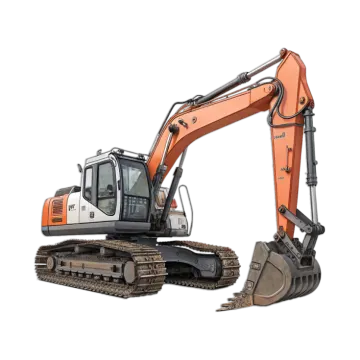 an orange exor digger with a white background