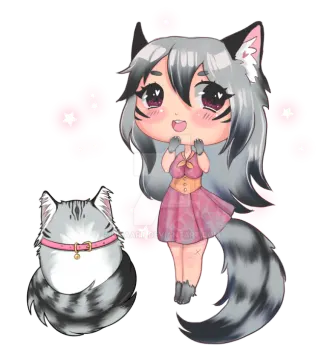 a drawing of a girl and her cat