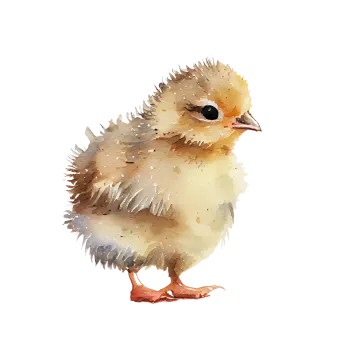 a watercolor painting of a baby chicken