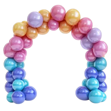a colorful arch made out of balloons