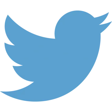 a blue twitter logo on a white background