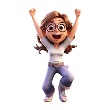a cartoon character with glasses and a white shirt
