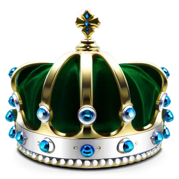 a green and gold crown with blue gems