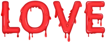 the word love is dripping in red paint