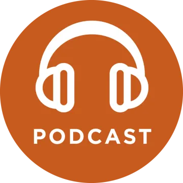 the podcast podcast logo with headphones