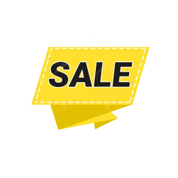 a yellow sale tag with the word sale on it