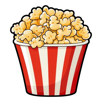 a red and white striped cup filled with popcorn