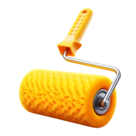 a yellow roller with a metal handle on it