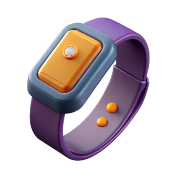 a purple and orange bracelet with an orange button