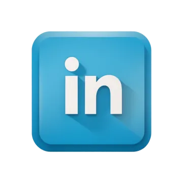 a blue icon with the word linked