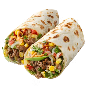 two burrs filled with meat and vegetables