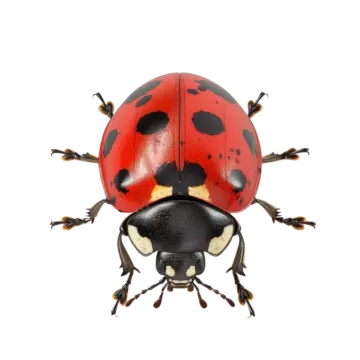 a ladybird beetle on a white background