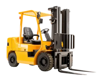 a yellow fork truck on a white background