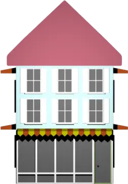 an image of a house with a pink roof