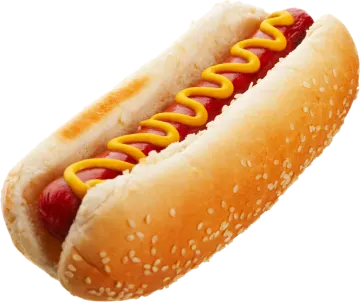 a hot dog on a bun