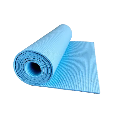 a blue yoga mat on a white background