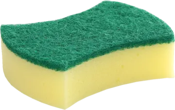 a green sponge on a white background