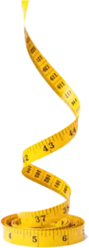 a yellow measuring tape with a white background