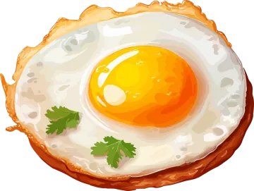 a fried egg on a plate with parise