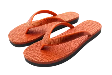 a pair of orange flip flops