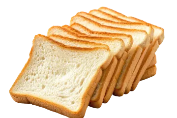 four slices of bread on a white background