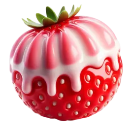 a close up of a strawberry on a white background