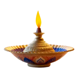 a small oil lamp on a white background