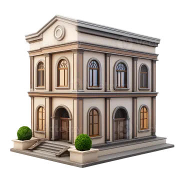 a 3d model of a two story house
