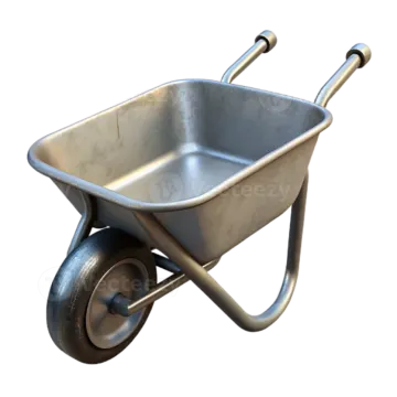 a metal wheelbar on a white background