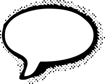 a black and white speech bubble