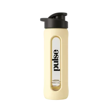 a white and black water bottle with the word life on it