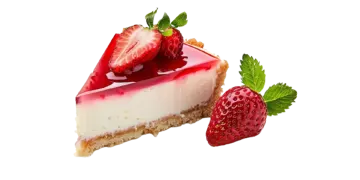 a piece of cheese with strawberries and strawberrys