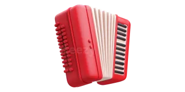 a red accordion on a white background