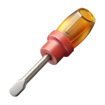 an orange and yellow screw with a white background