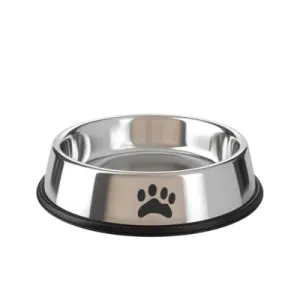an image of a stainless steel dog bowl