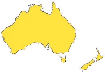 a yellow map of australia