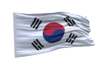 a korean flag flying in the wind